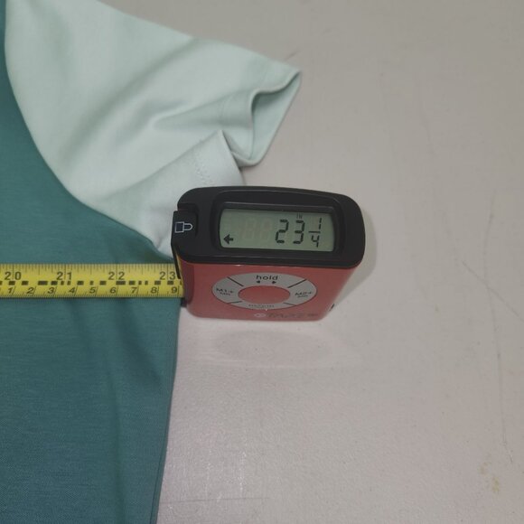 Lands End Womens Polo Shirt 1X 16W-18W Green & Pink Cotton/Spandex 4020 - Picture 5 of 7